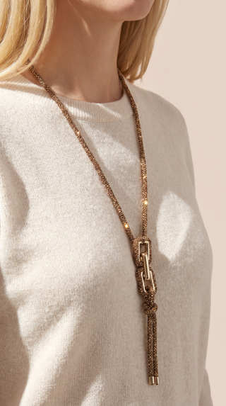 Square Link Crystal Statement Necklace