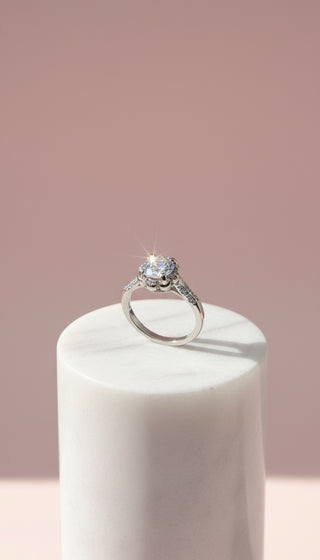 Silver Solitaire Round Cut Crystal Ring Silver Box set of 12