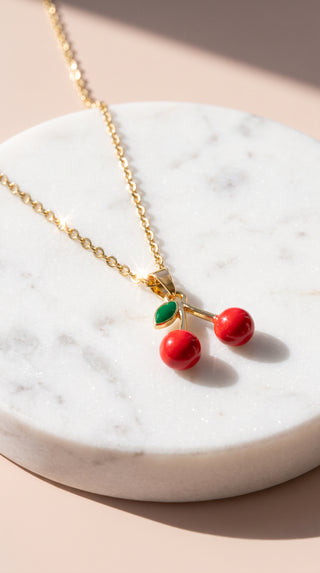 Cherry Gold Plated Steel Pendant Necklace