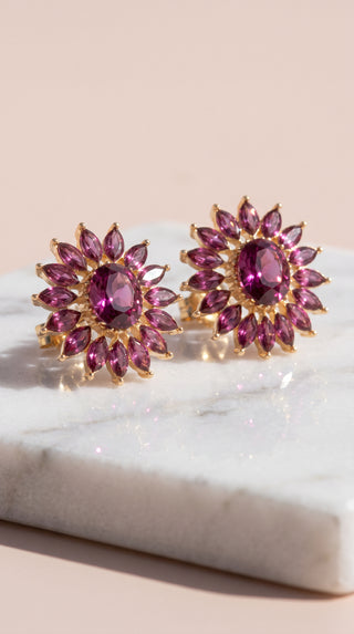 Purple Starburst Crystal Stud Earrings