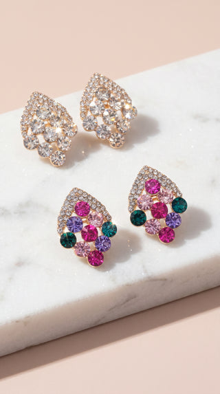 Geometric Statement Crystal Stud Earrings