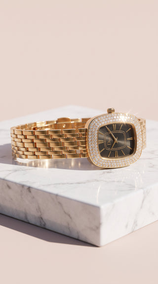 Crystal Bezel Square Dial Bracelet Watch