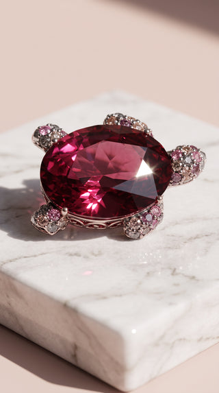 Crystal Turtle Brooch