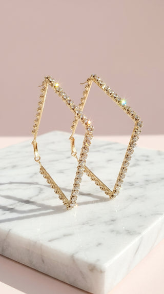 Square Crystal Classic Hoop Earrings