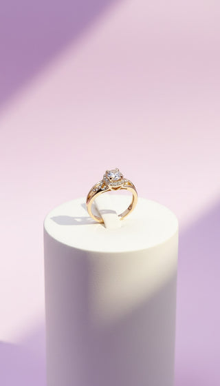 Wavey Crystal Ring Gold Box set of 12