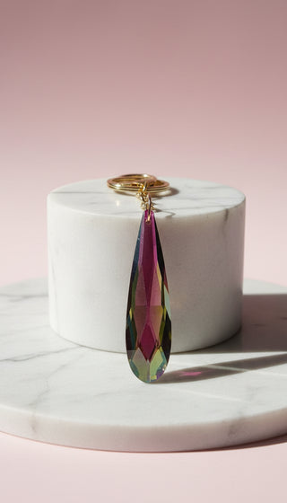 Faceted Glass Tear Drop KeyRing