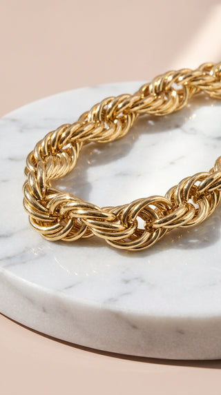 Chunky Rope Link Plated Chain Necklace