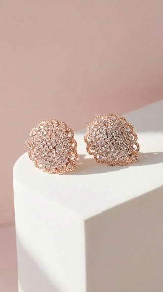 Curved Crystal Non Pierced Clip On Earrings