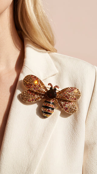 Bee Oversized Crystal Brooch Pin