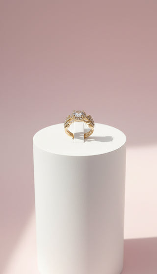 Gold Cut Out Crystal Solitaire Ring Gold Box set of 12