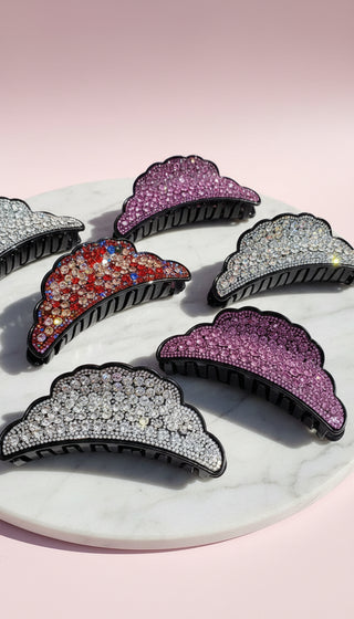 Wavey Maxi Crystal Hair Clamps Pack of 12