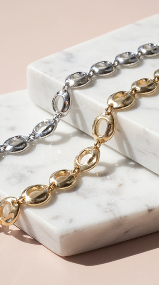 Metallic Oval Link Chain Necklace