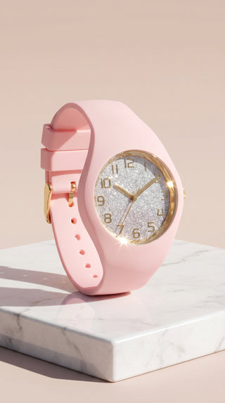 Glitter Dial Silicone Strap Watch