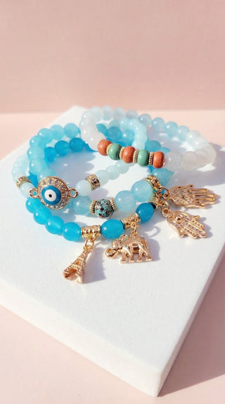Parisian Charm Ceramic Beaded Bracelet Set