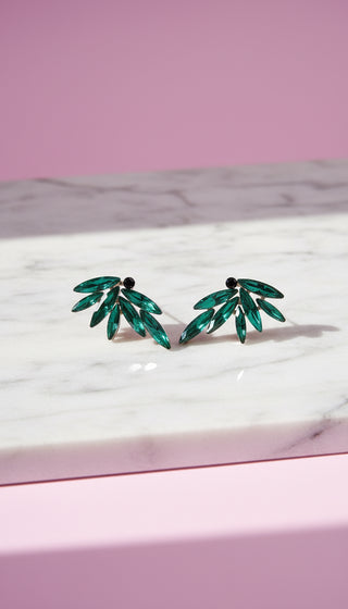 Feathered Crystal Stud Earrings