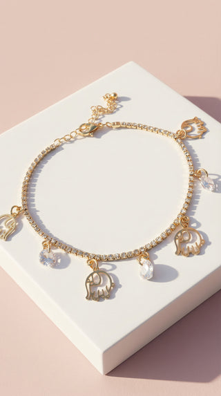 Elephant Crystal Chain Link Anklet