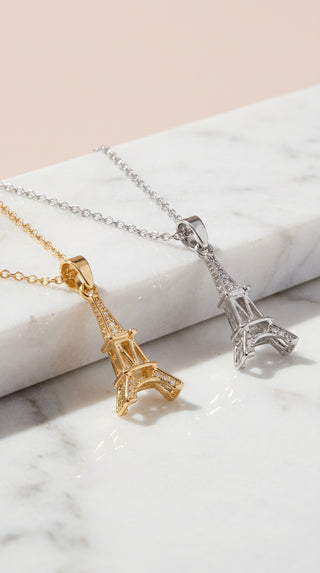 Eiffel Tower Crystal Pendant Necklace