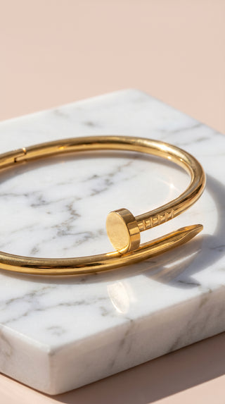 Gold Plated Nail Stacking Bracelet Bangle