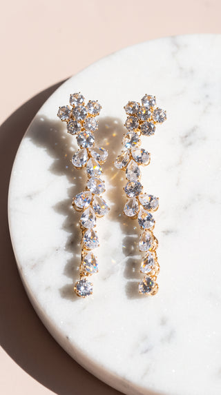 Flower Crystal Drop & Dangle Statement Earrings