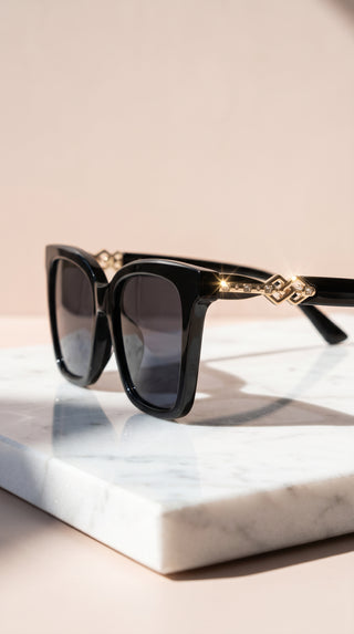 Box Of 20 Black Cat Eye Gold Frame Sunglasses
