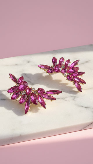 Winged Curve Crystal Stud Earrings