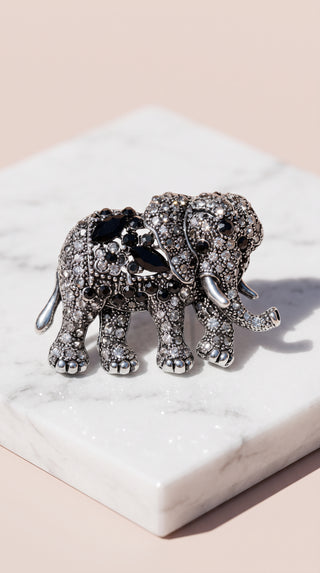 Elephant Crystal Brooch Pin