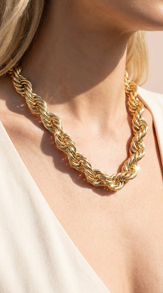 Chunky Rope Link Plated Chain Necklace
