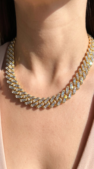 Baguette Cut Statement Curb Chain Necklace