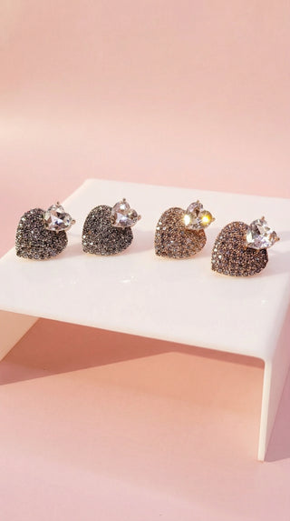 Heart Cluster Crystal Non Pierced Clip On Earrings