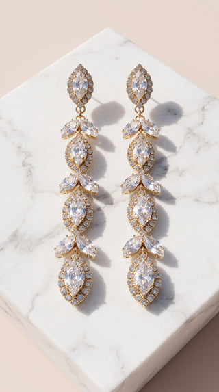 Gold Marquise Crystal Drop & Dangle Statement Earrings