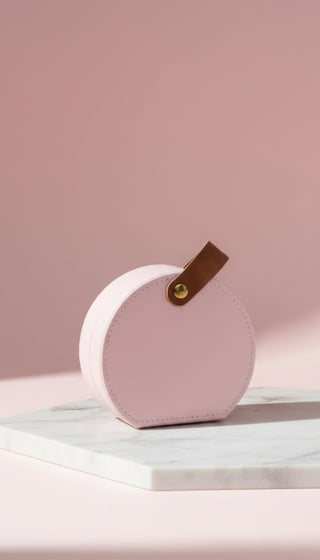 Mini Circular Travel Jewellery Case Compact Jewellery Storage Box
