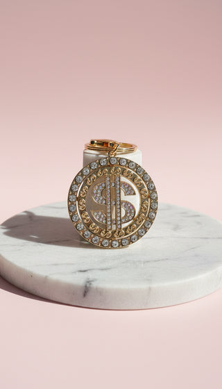 American Dollar Circular Crystal Key Ring & Bag Charm