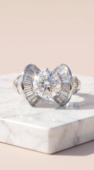 Box set of 12 Silver Bow Crystal Statement Rings