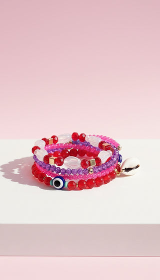 Shell Charm Ceramic Beaded Bracelet Set