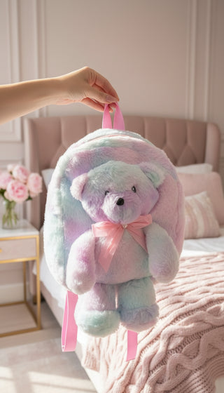 Plush Pastel Fluffy Teddy Bear Backpack