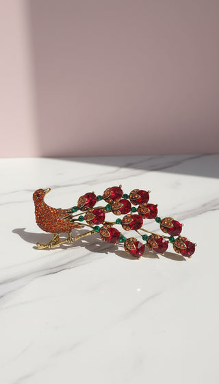 Peacock Crystal Brooch Pin