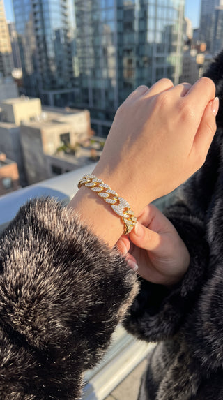 Crystal Cuban Link Bracelet – Gold & Silver Tone