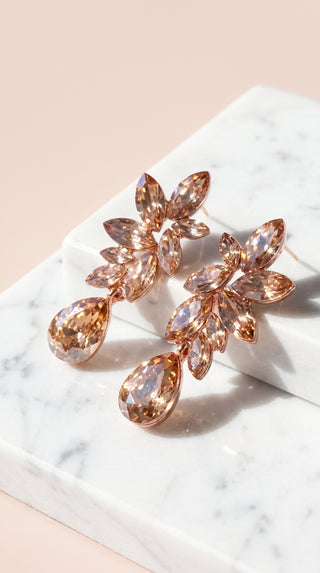 Rose Gold Teardrop Crystal Drop & Dangle Earrings