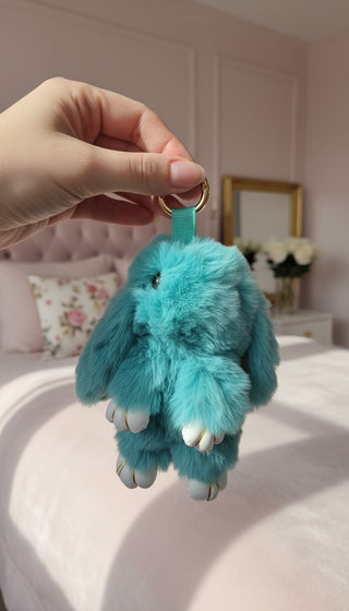 Mini Plush Fluffy Bunny Rabbit Key Ring & Bag Charm