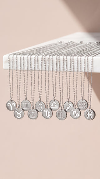Zodiac Sign Coin Pendant Necklace