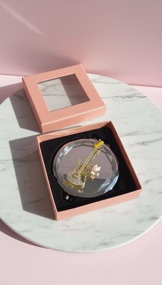 Guitar Music Design Compact Mirror With Gift Box