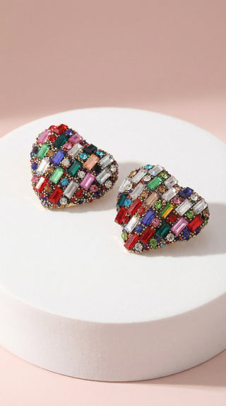 Elixir Collection Mini Curved Heart Crystal Stud Earrings