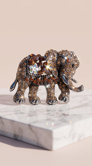 Elephant Crystal Brooch Pin