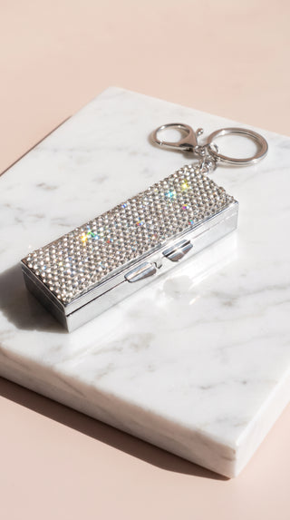 Crystal Keyring Vitamin & Pill Box With Mirror