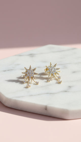Star Burst Crystal Pavé Stud Earrings