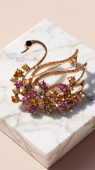 Swan Crystal Brooch Pin