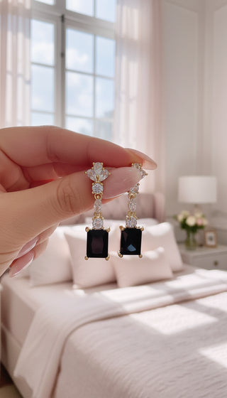Black Square Zircon Crystal Drop & Dangle Earrings