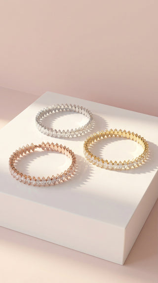 Stretchy Oval Crystal Snap On Cuff