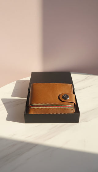 Striped Monogram Leather Wallet With Gift Box