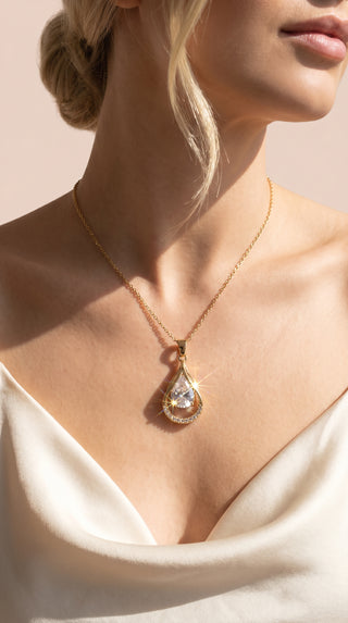 Teardrop Crystal Pendant Necklace